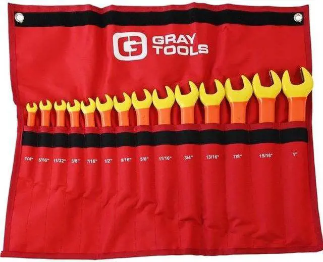 Alt view image 4 of 6 - GRAY TOOLS DO14-I 14 Piece SAE Open End Wrench Set, 1/4" - 1", 1000V Insulated