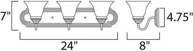 Alt view image 2 of 2 - MAXIM 8013MRPC Essentials 3-Light 24" Wide Polished Chrome Vanity Light