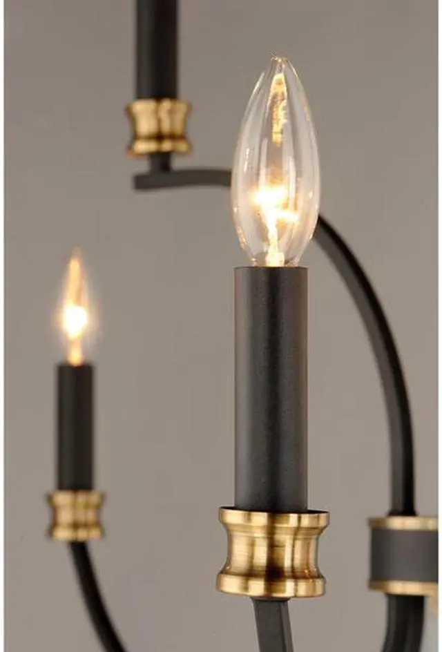 Alt view image 2 of 3 - MAXIM 11377BKAB Charlton 9-Light 30" Wide Black / Antique Brass Chandelier