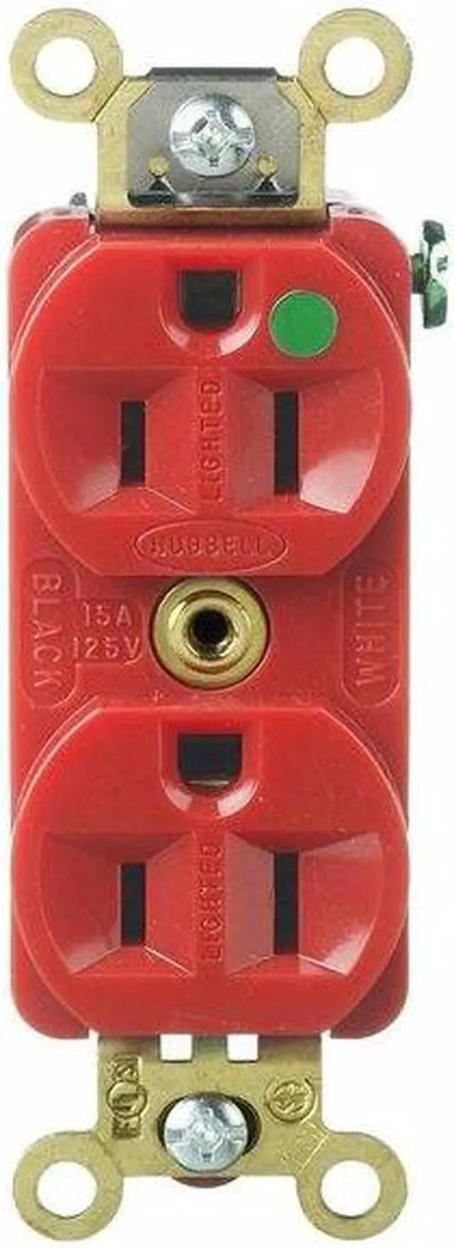 Alt view image 3 of 3 - HUBBELL WIRING DEVICE-KELLEMS HBL8200ILR Straight Blade Receptacle, 5-15R, 15