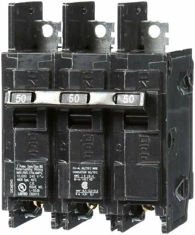Alt view image 4 of 4 - SIEMENS BQ3B050 Miniature Circuit Breaker, BQ Series, 50A, 3 Pole, 240V AC,