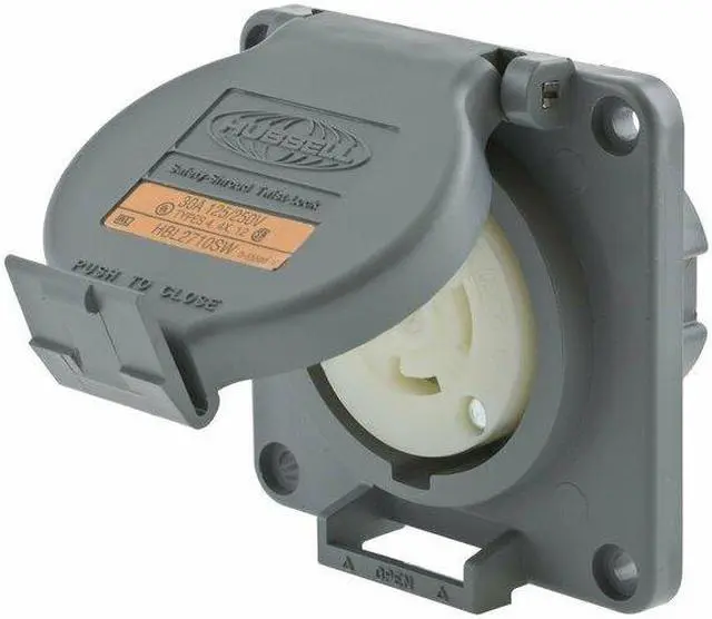 Alt view image 3 of 5 - HUBBELL WIRING DEVICE-KELLEMS HBL2710SW Watertight Flanged Locking Receptacle,