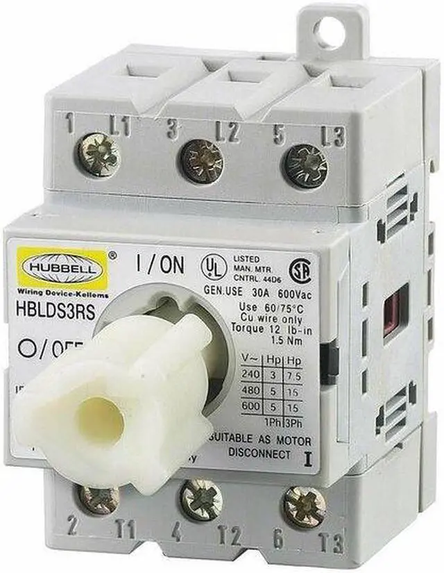 Alt view image 3 of 5 - HUBBELL WIRING DEVICE-KELLEMS HBLDS3RS Replacment Disconnect Switch,30A