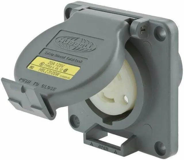Alt view image 5 of 5 - Hubbell Wiring Device-Kellems Watertight Locking Receptacle,20,Gray  HBL2310SW