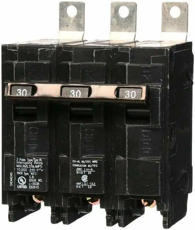 Alt view image 3 of 3 - SIEMENS B330 Circuit Breaker, B Series, 30A, 3 Pole, 240V AC, 10kA