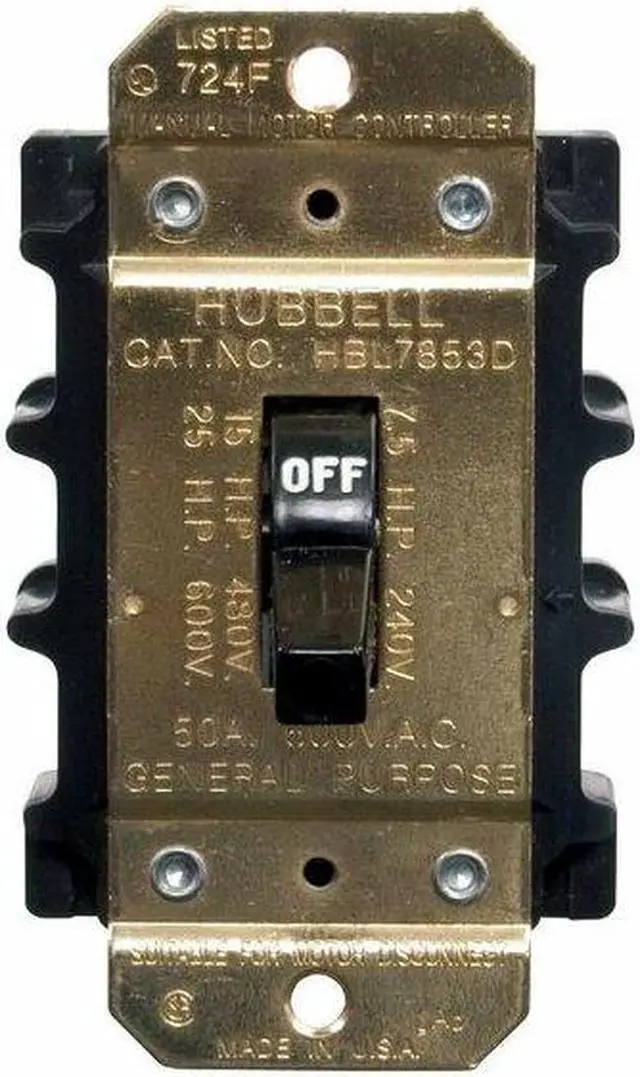 Alt view image 3 of 3 - HUBBELL KELLEMS HBL7853D Manual Motor Switch,50A,600VAC,3P