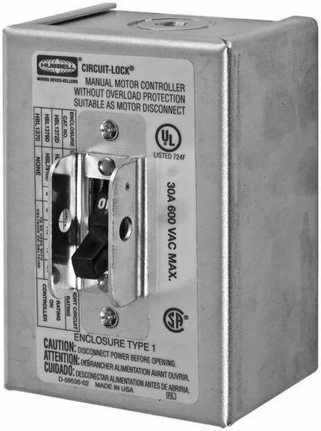 Alt view image 4 of 5 - HUBBELL WIRING DEVICE-KELLEMS HBL1379D Manual Motor Switch,30A,600VAC,3P