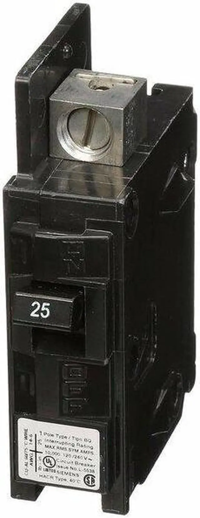 Alt view image 3 of 5 - SIEMENS BQ1B025 Miniature Circuit Breaker, BQ Series, 25A, 1 Pole, 120V AC,