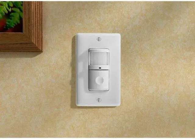 Alt view image 3 of 5 - HUBBELL WIRING DEVICE-KELLEMS WS1000NW Occupancy Sensor,PIR,1200 sq ft,White