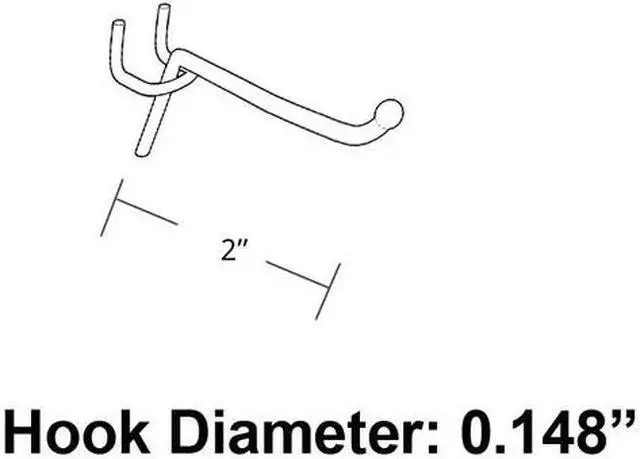 Alt view image 2 of 2 - AZAR DISPLAYS 700882 2" Metal Wire Hook: 0.148" Dia., PK50