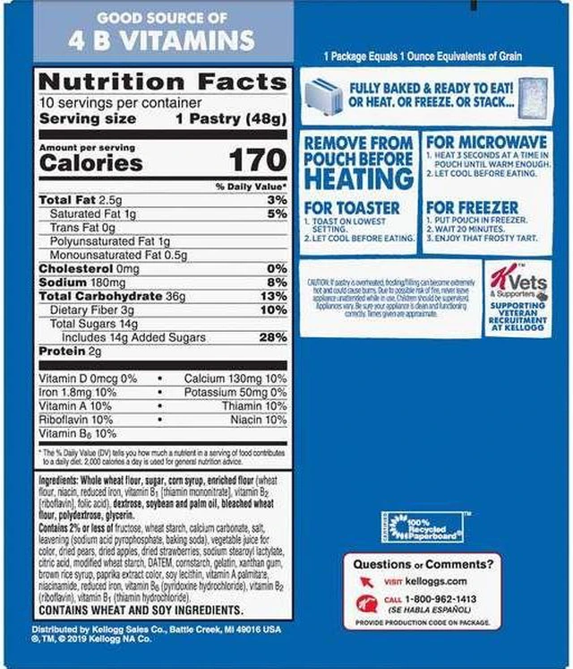 Alt view image 7 of 7 - KELLOGGS 3800022426 Pop-Tarts Whole Grain Frosted Strawberry Pastry 1 Count,
