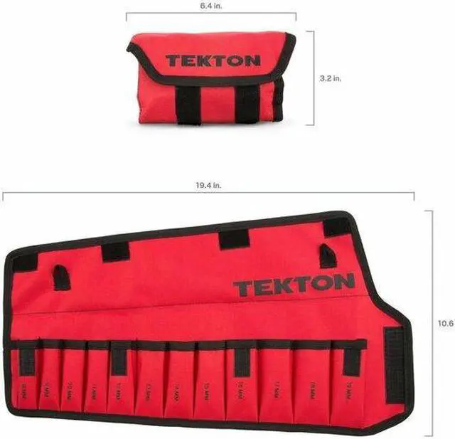 Alt view image 7 of 8 - TEKTON ORG27212 Stubby Comb. Wrench Pouch,8-19mm,12 Tool, Woven Polyester