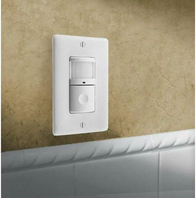 Alt view image 4 of 5 - HUBBELL WIRING DEVICE-KELLEMS WS1001NI Vacancy Sensor,PIR,1200 sq ft,Ivory