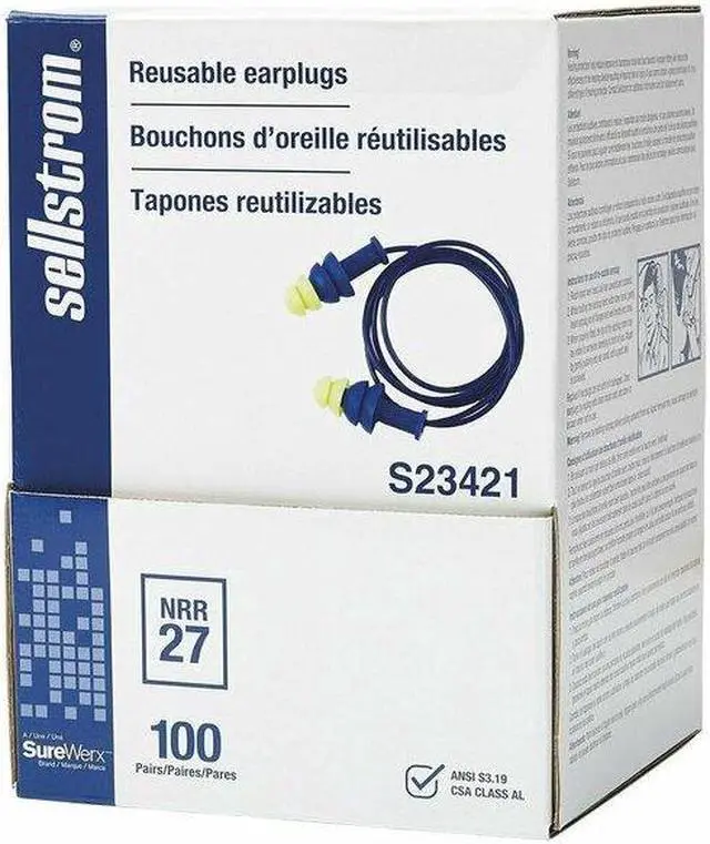 Alt view image 6 of 6 - SELLSTROM S23421 Reusable Non-Allergenic polymer Ear Plugs, Tapered Shape, 27