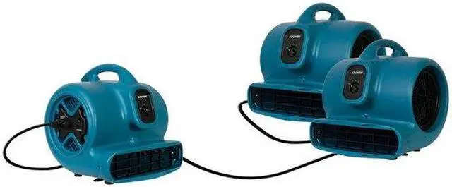 Alt view image 2 of 5 - XPOWER X-600A BLUE Air Mover W/ GFCI Power Outlets for Daisy Chain, 1/3 HP,