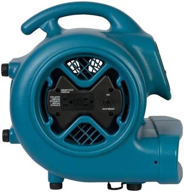Alt view image 3 of 5 - XPOWER X-600A BLUE Air Mover W/ GFCI Power Outlets for Daisy Chain, 1/3 HP,