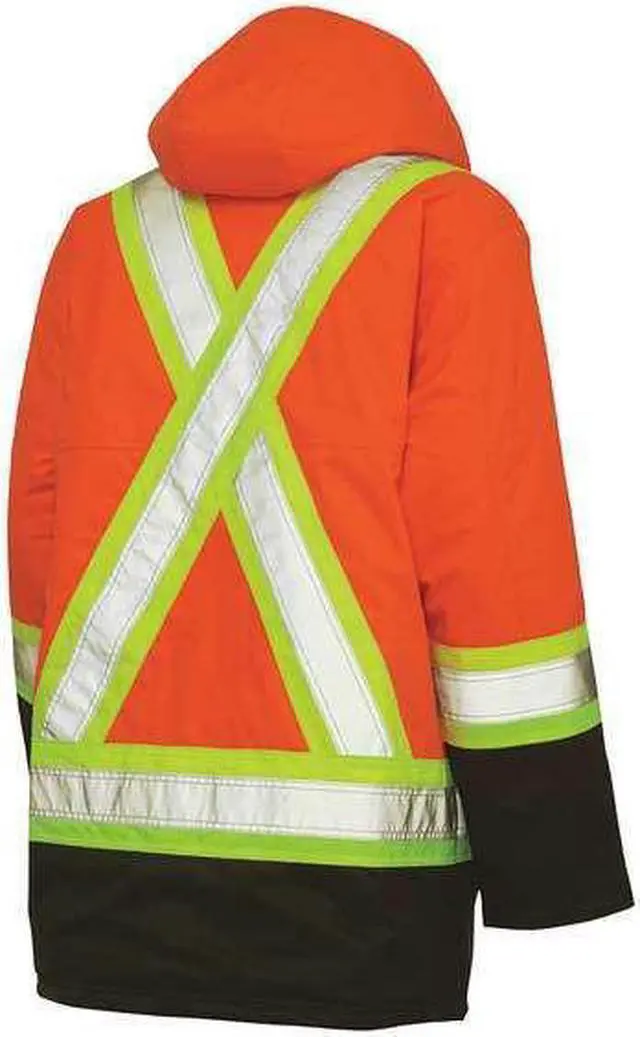 Alt view image 3 of 3 - TOUGH DUCK S17611 Men's Hi-Vis Safety Parka, 300D Poly Oxford with PU Coating,