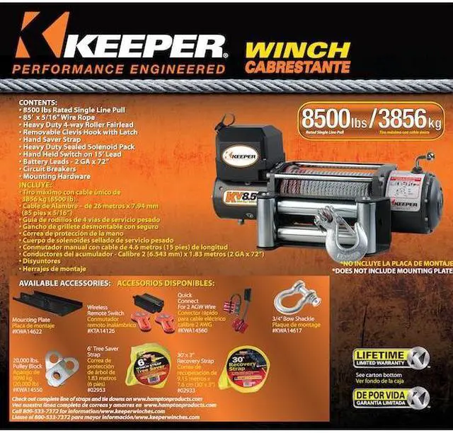 Alt view image 2 of 3 - KEEPER KV85022 KeeperValue 8,500LBS HH Remoter, w/Light, WR, HDRF