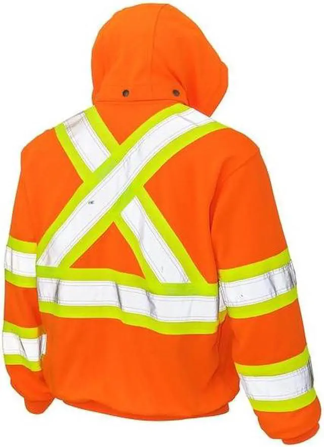 Alt view image 2 of 2 - TOUGH DUCK S49421 3XL Hi-Vis Hooded Sweatshirt, Orange