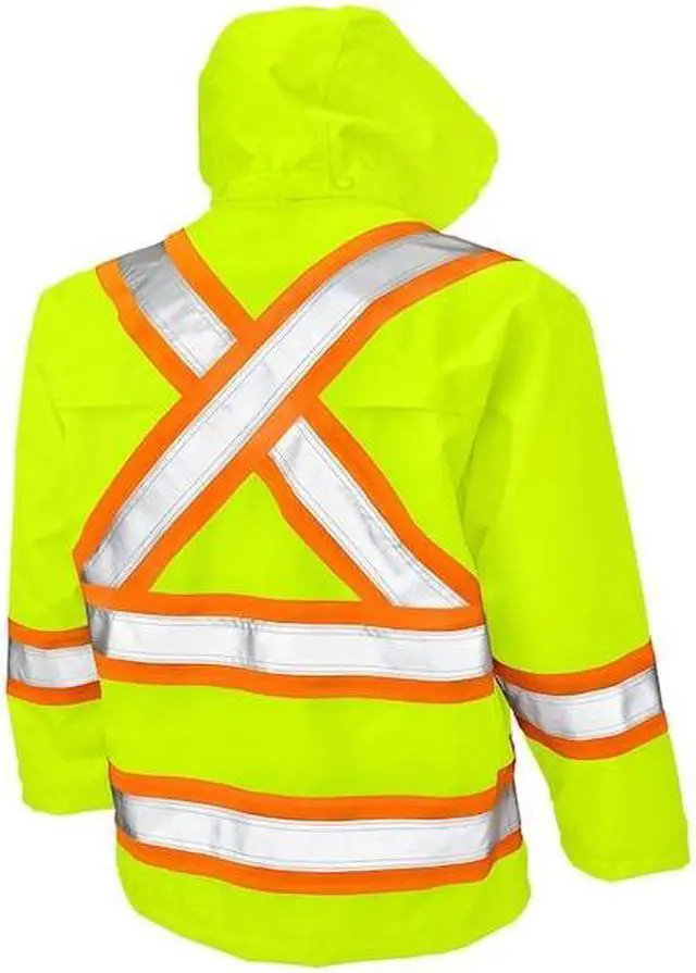 Alt view image 2 of 3 - TOUGH DUCK S37221 Rain Jacket, Polyester, Polyurethane, Class 3 Type R, Green,