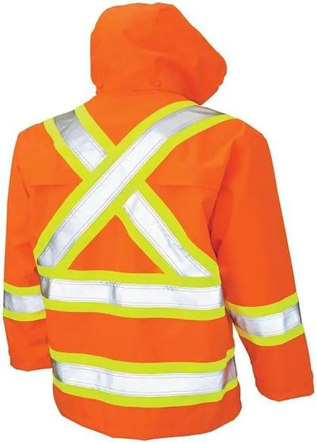Alt view image 2 of 2 - TOUGH DUCK S37221 Rain Jacket with Hood,Hi-Vis Orng,3XL