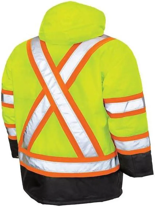 Alt view image 2 of 3 - TOUGH DUCK S17611 Men's Hi-Vis Safety Parka, 300D Poly Oxford with PU Coating,