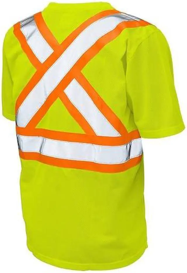 Alt view image 3 of 3 - TOUGH DUCK S39211 High Visibility Short Sleeve Shirt, 2, R, Polyester,
