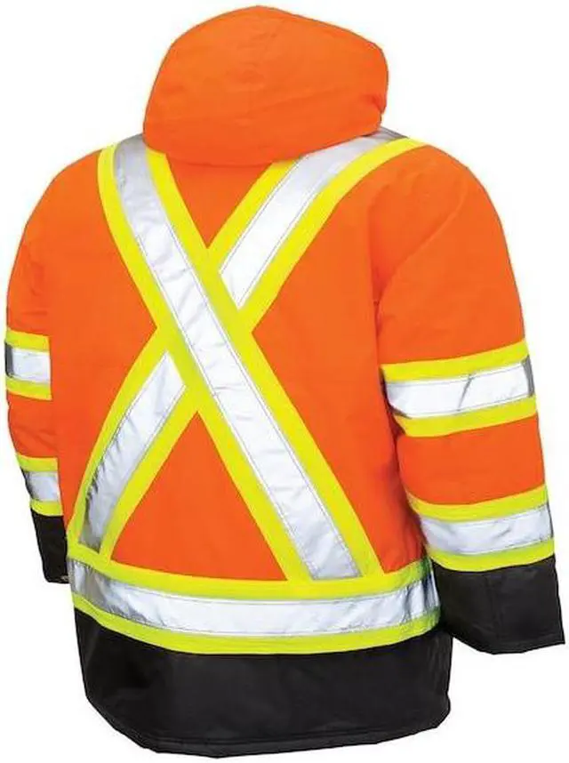 Alt view image 2 of 3 - TOUGH DUCK S17611 Men's Hi-Vis Safety Parka, 300D Poly Oxford with PU Coating,