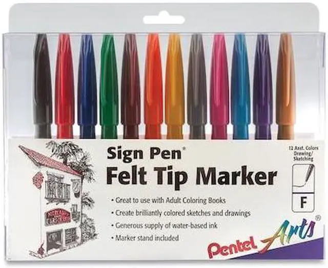 Alt view image 2 of 14 - Pentel Sign Pens Fiber Tip Bold Point 12/PK Assorted S52012