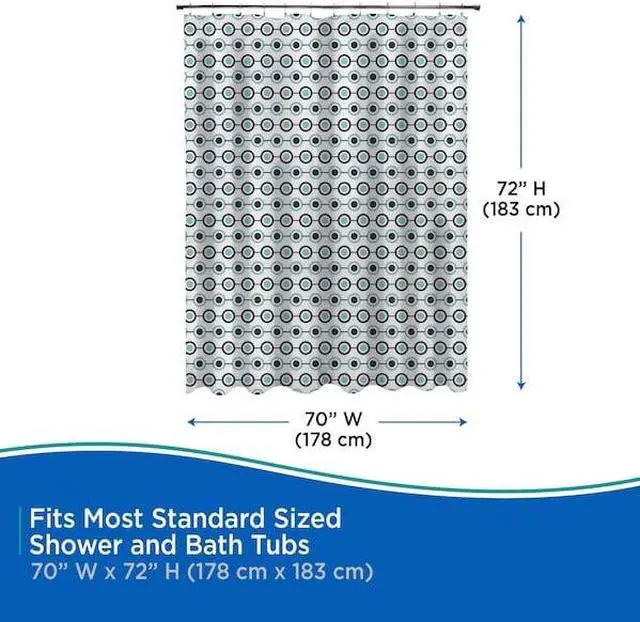 Alt view image 5 of 5 - KENNEY MFG KN61283 Medium Weight Decorative PEVA Shower Liner, 70" W x 72" H,