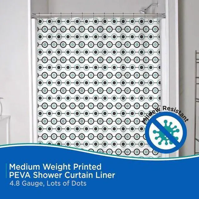 Alt view image 3 of 5 - KENNEY MFG KN61283 Medium Weight Decorative PEVA Shower Liner, 70" W x 72" H,