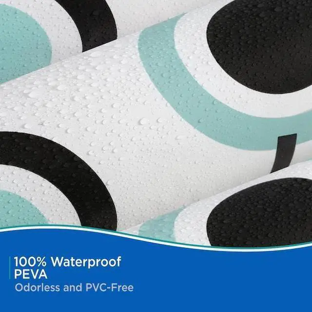Alt view image 4 of 5 - KENNEY MFG KN61283 Medium Weight Decorative PEVA Shower Liner, 70" W x 72" H,