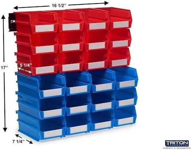 Alt view image 2 of 7 - TRITON PRODUCTS 3-1020RBWS Wall Storage Unit W/ (12) Small Red Bins, (12)