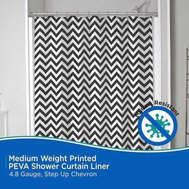 Alt view image 3 of 5 - KENNEY MFG KN61284 Medium Weight Decorative PEVA Shower Liner, 70" W x 72" H,
