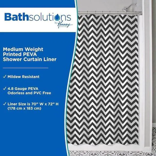 Alt view image 2 of 5 - KENNEY MFG KN61284 Medium Weight Decorative PEVA Shower Liner, 70" W x 72" H,