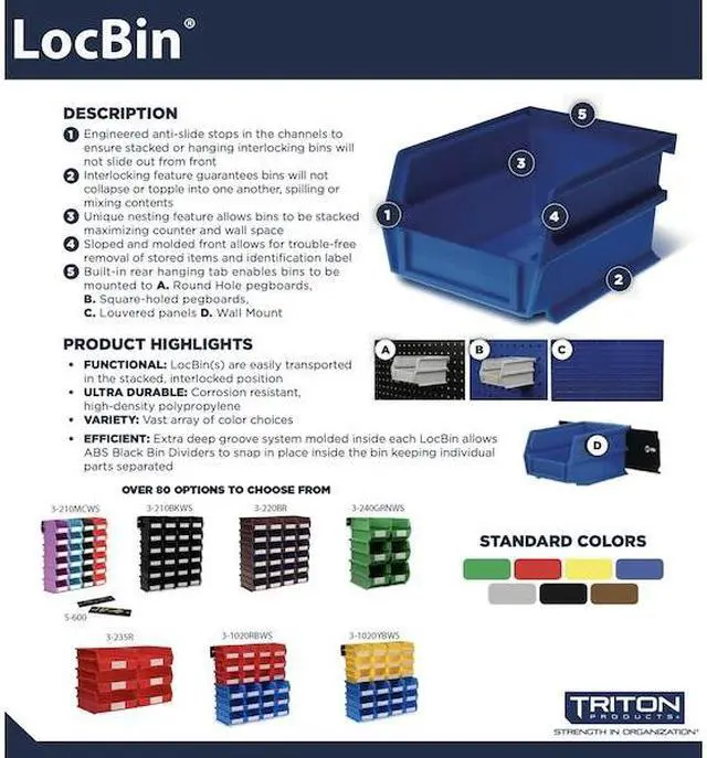 Alt view image 6 of 7 - TRITON PRODUCTS 3-210BWS Wall Storage Unit W/ (24) 5-3/8" L x 4-1/8" W x 3" H