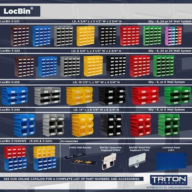 Alt view image 7 of 7 - TRITON PRODUCTS 3-210BWS Wall Storage Unit W/ (24) 5-3/8" L x 4-1/8" W x 3" H