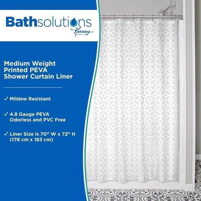 Alt view image 2 of 5 - KENNEY MFG KN61267 Medium Weight Decorative PEVA Shower Liner, 70" W x 72" H,