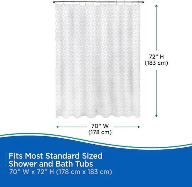 Alt view image 5 of 5 - KENNEY MFG KN61267 Medium Weight Decorative PEVA Shower Liner, 70" W x 72" H,