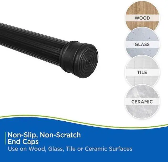 Alt view image 7 of 7 - KENNEY MFG KNUTLYL/5 No Tools Spring Tension Utility Rod, 42-72", Black