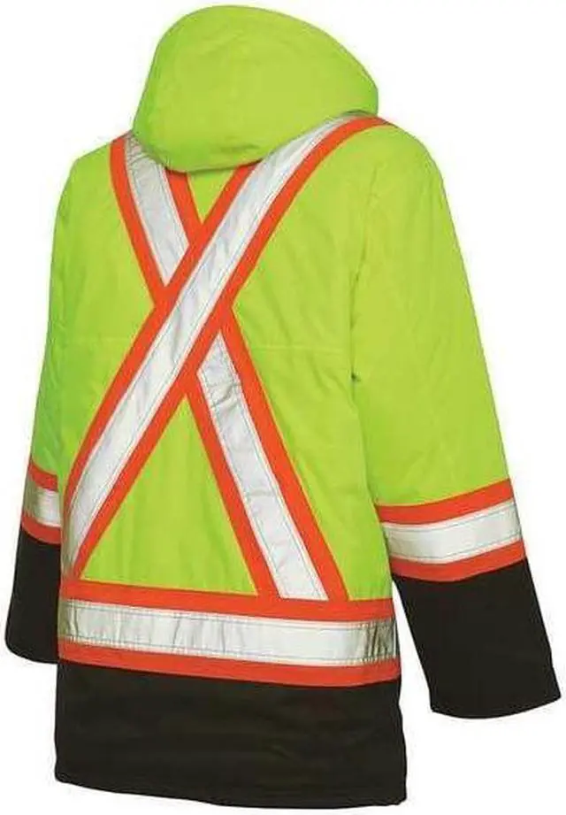 Alt view image 3 of 3 - TOUGH DUCK S17611 Men's Hi-Vis Safety Parka, 300D Poly Oxford with PU Coating,