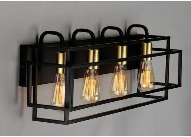 Alt view image 3 of 3 - MAXIM 10244BKSBR Liner 4-Light " Wide Black / Satin Brass Vanity Light