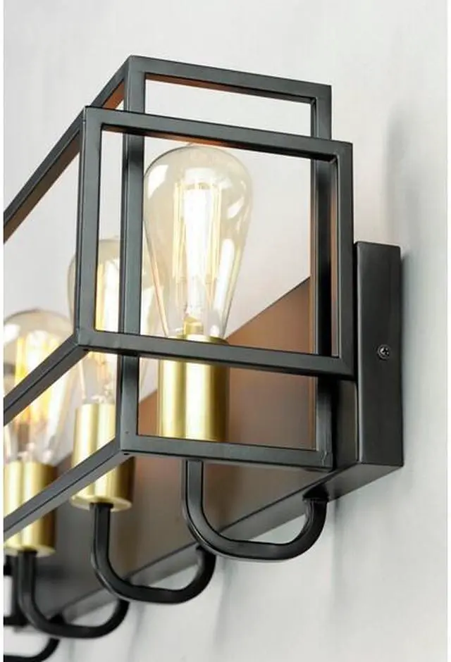 Alt view image 2 of 3 - MAXIM 10244BKSBR Liner 4-Light " Wide Black / Satin Brass Vanity Light
