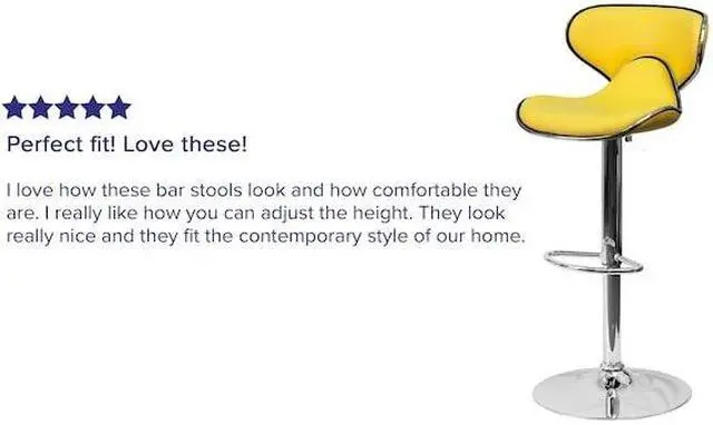 Alt view image 14 of 20 - Contemporary Cozy Mid-Back Yellow Vinyl Adjustable Height Barstool with Chrome Base