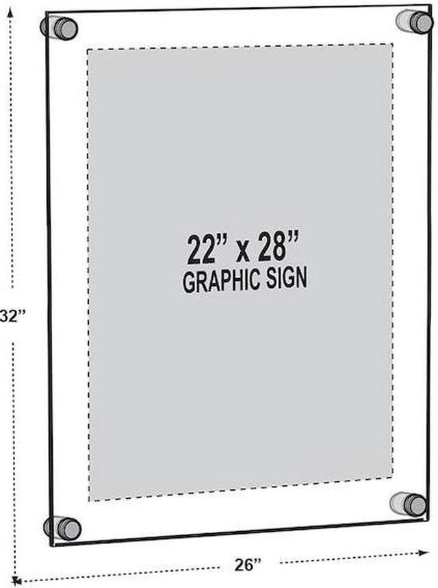 Alt view image 3 of 7 - AZAR DISPLAYS 105530 Floating Acrylic Wall Frame, Silver, Holds 22" x 28",
