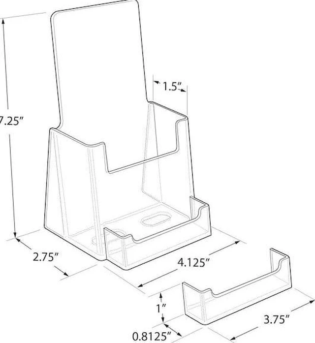 Alt view image 3 of 7 - AZAR DISPLAYS 252922 Trifold Brochure Holder w/ Business Card Pocket. Inside