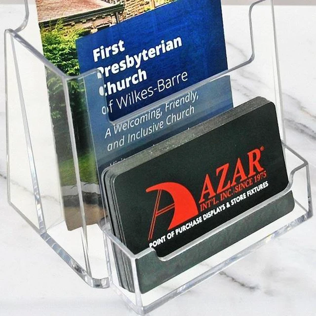 Alt view image 7 of 7 - AZAR DISPLAYS 252922 Trifold Brochure Holder w/ Business Card Pocket. Inside