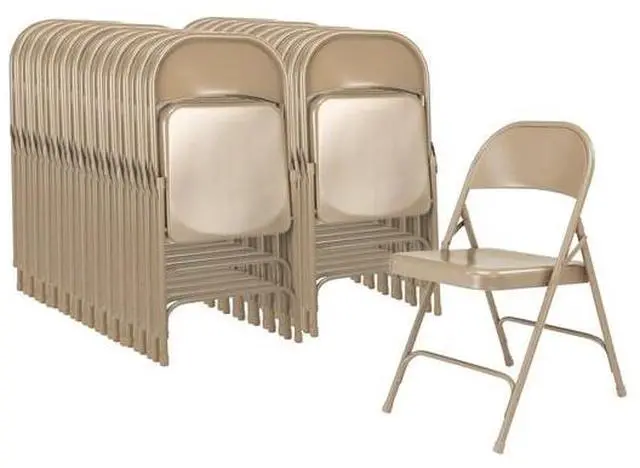 Alt view image 6 of 10 - NPS 51 All-Steel Folding Chair - Supports Up to 500 lb - 16.75" Seat Height - Beige Seat, Beige Back, Beige Base - 4/Carton