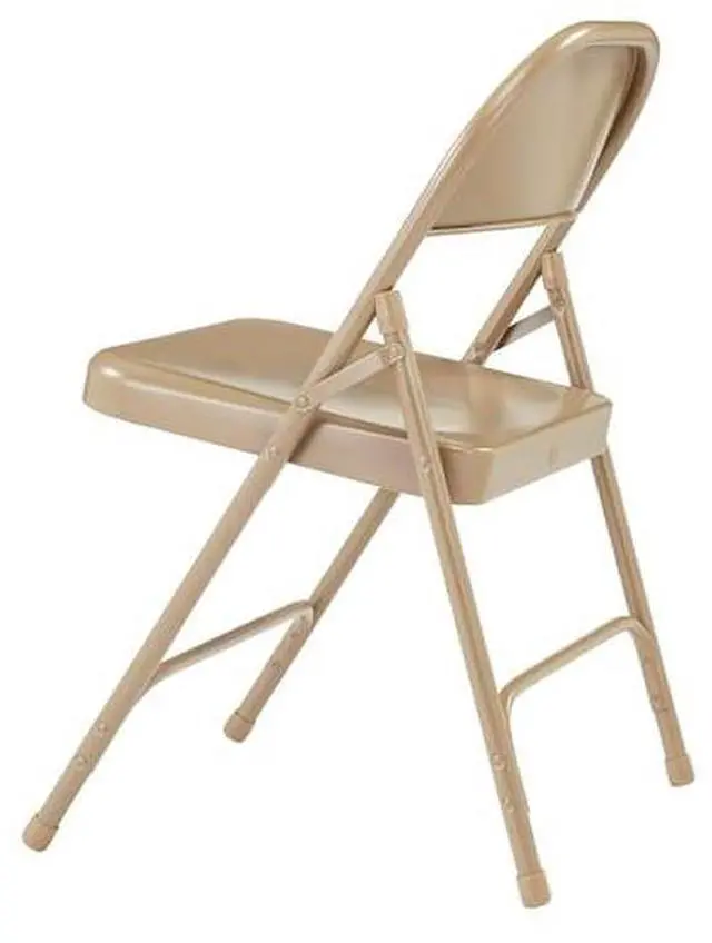 Alt view image 10 of 10 - NPS 51 All-Steel Folding Chair - Supports Up to 500 lb - 16.75" Seat Height - Beige Seat, Beige Back, Beige Base - 4/Carton