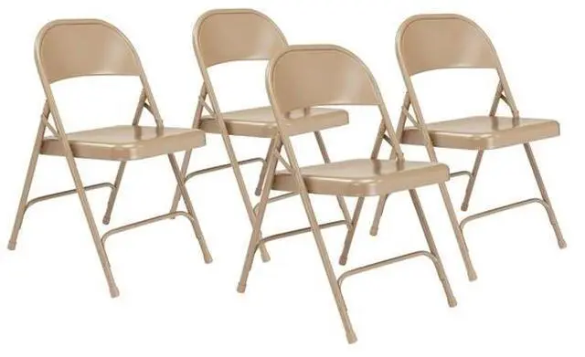 Main image of NPS 51 All-Steel Folding Chair - Supports Up to 500 lb - 16.75" Seat Height - Beige Seat, Beige Back, Beige Base - 4/Carton